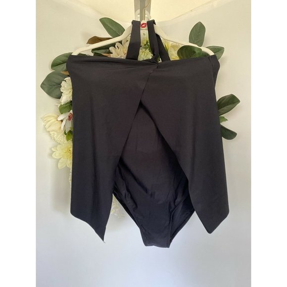Vintage Swim Suit Womens One Piece Black Bathing Suit Tag says XL Fits L‎ Modest - Picture 2 of 12